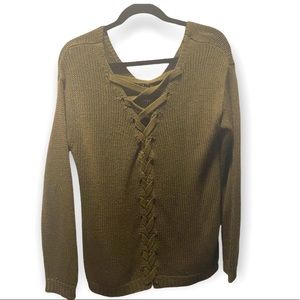 RDI Lace-up back sweater.  Only worn a couple times.  Olive green color.